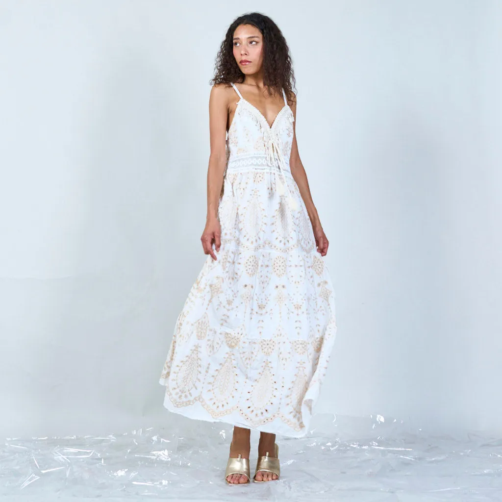 Lace detailed bohemian maxi dress wholesale