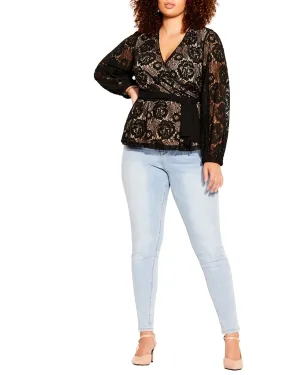 Lace Fly Away Top | Black/Nude