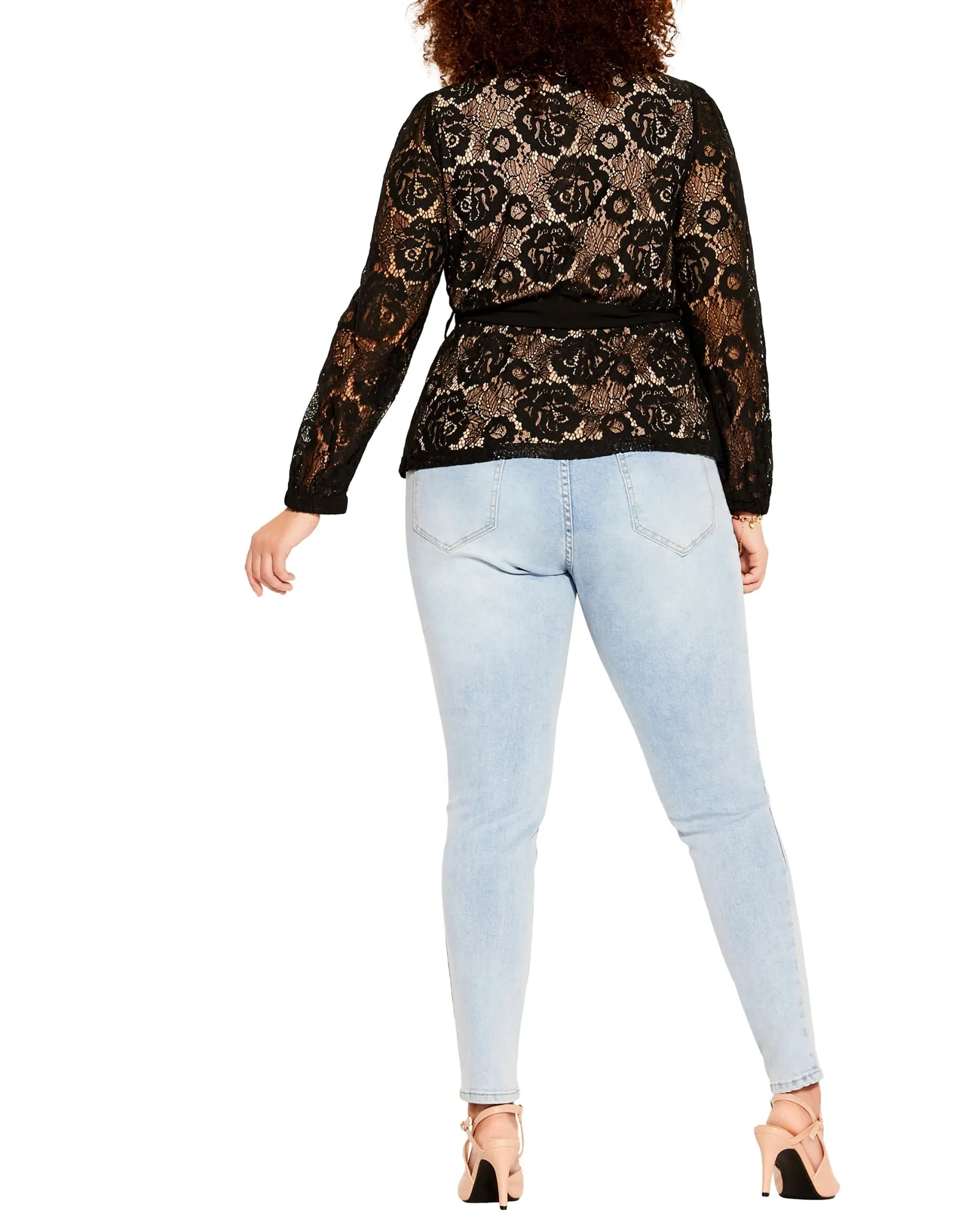 Lace Fly Away Top | Black/Nude