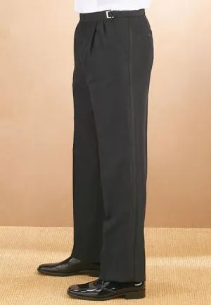 Men's Black Pleated Tuxedo Pants With Adjustable Buckles