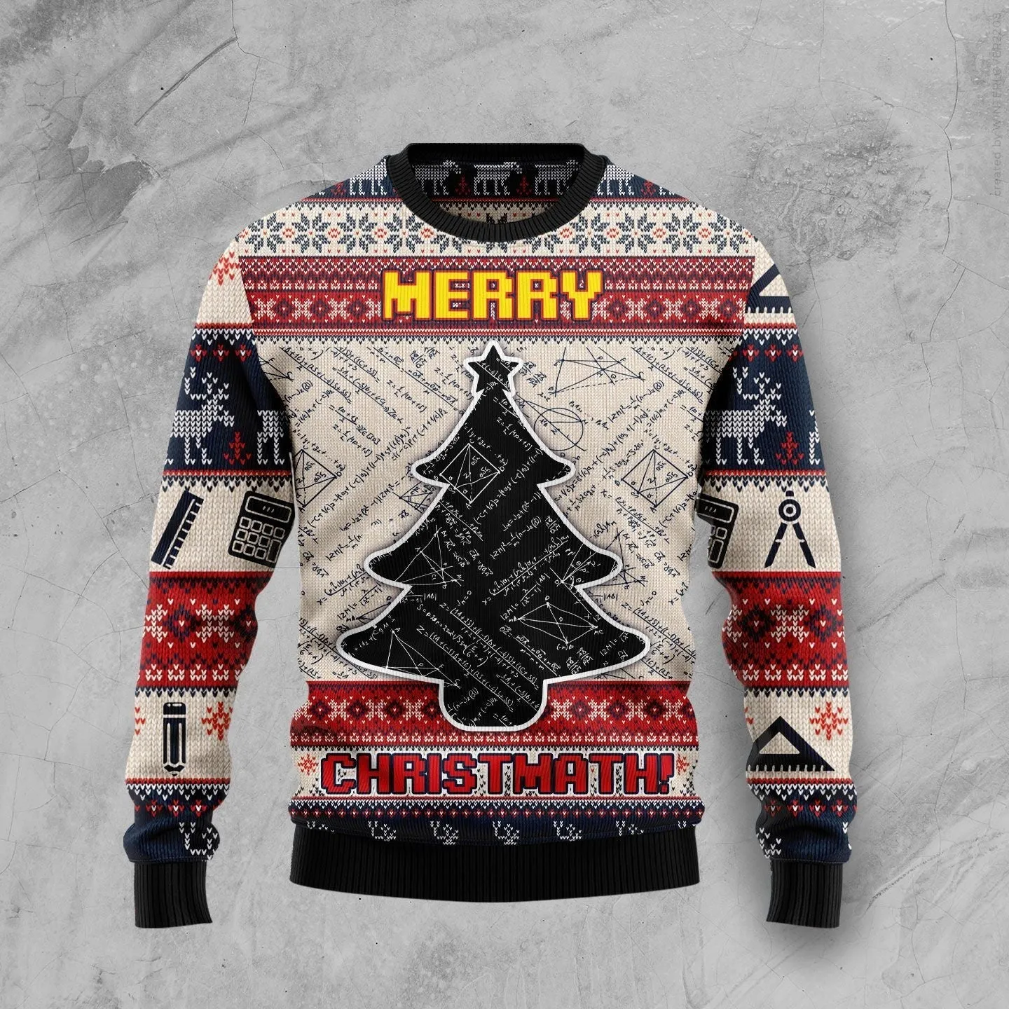 Merry Christmath Funny Ugly Christmas Sweater, Pine Tree Math Ugly Sweater