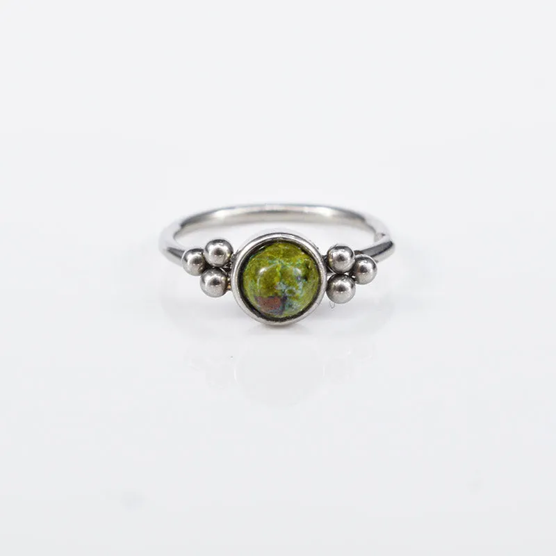 Nose Ring with African Jade Stone