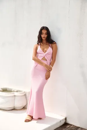 Palm Tree Paradise Maxi Skirt Pink
