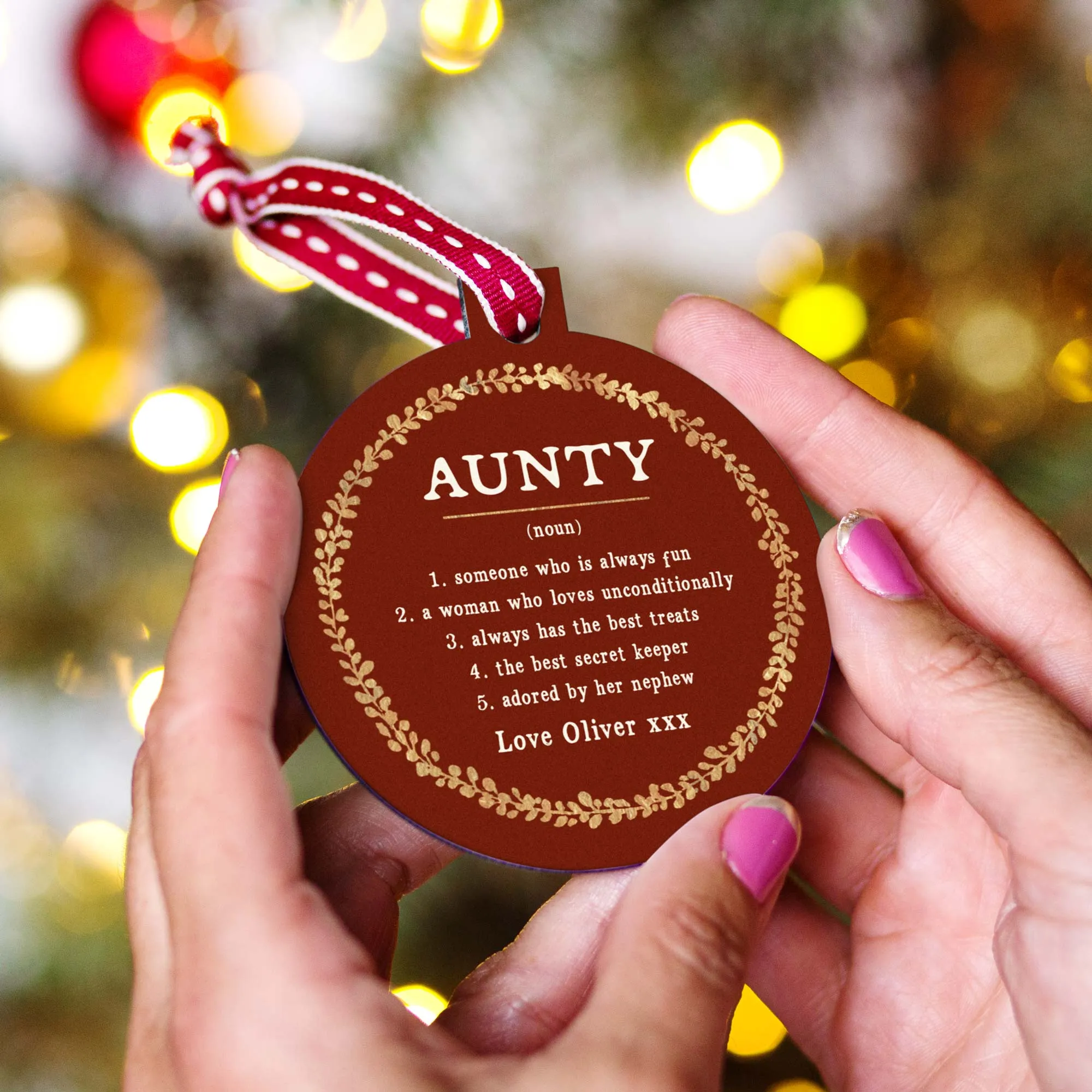 Personalised Definition Of Aunty Christmas Bauble