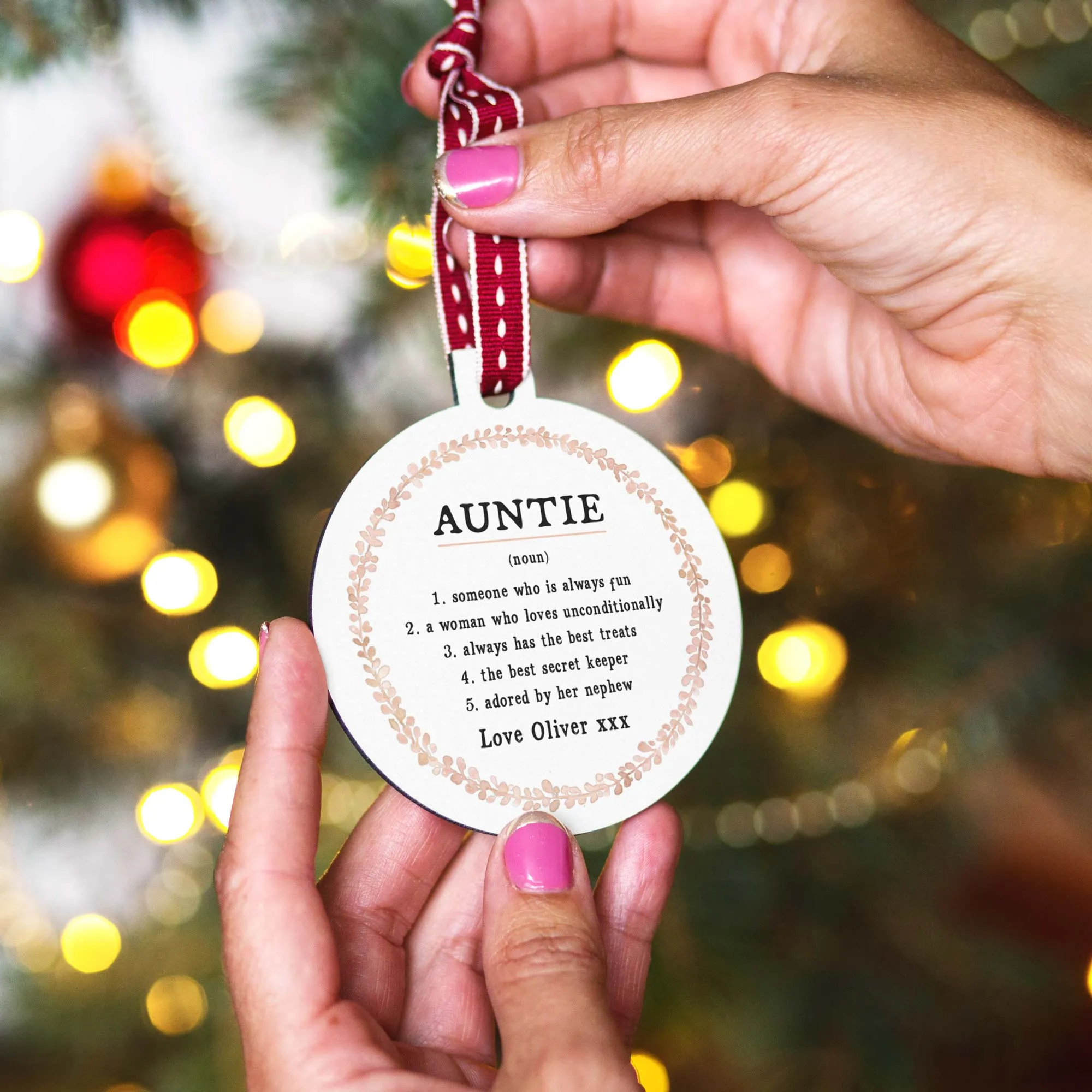 Personalised Definition Of Aunty Christmas Bauble