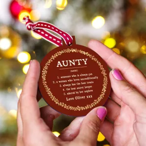 Personalised Definition Of Aunty Christmas Bauble