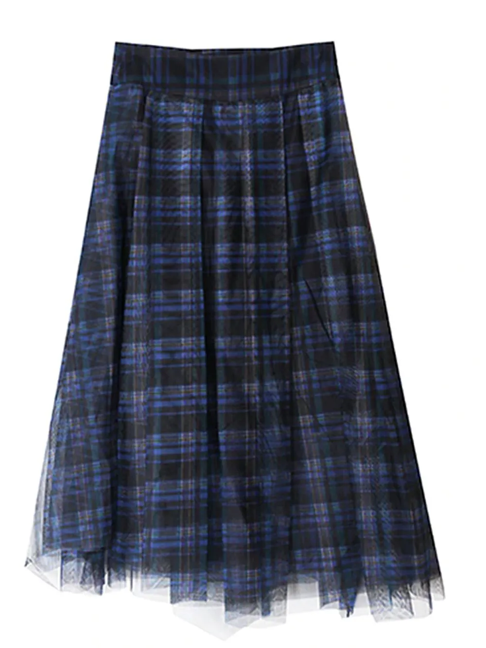 Plaid Tulle Maxi Skirt