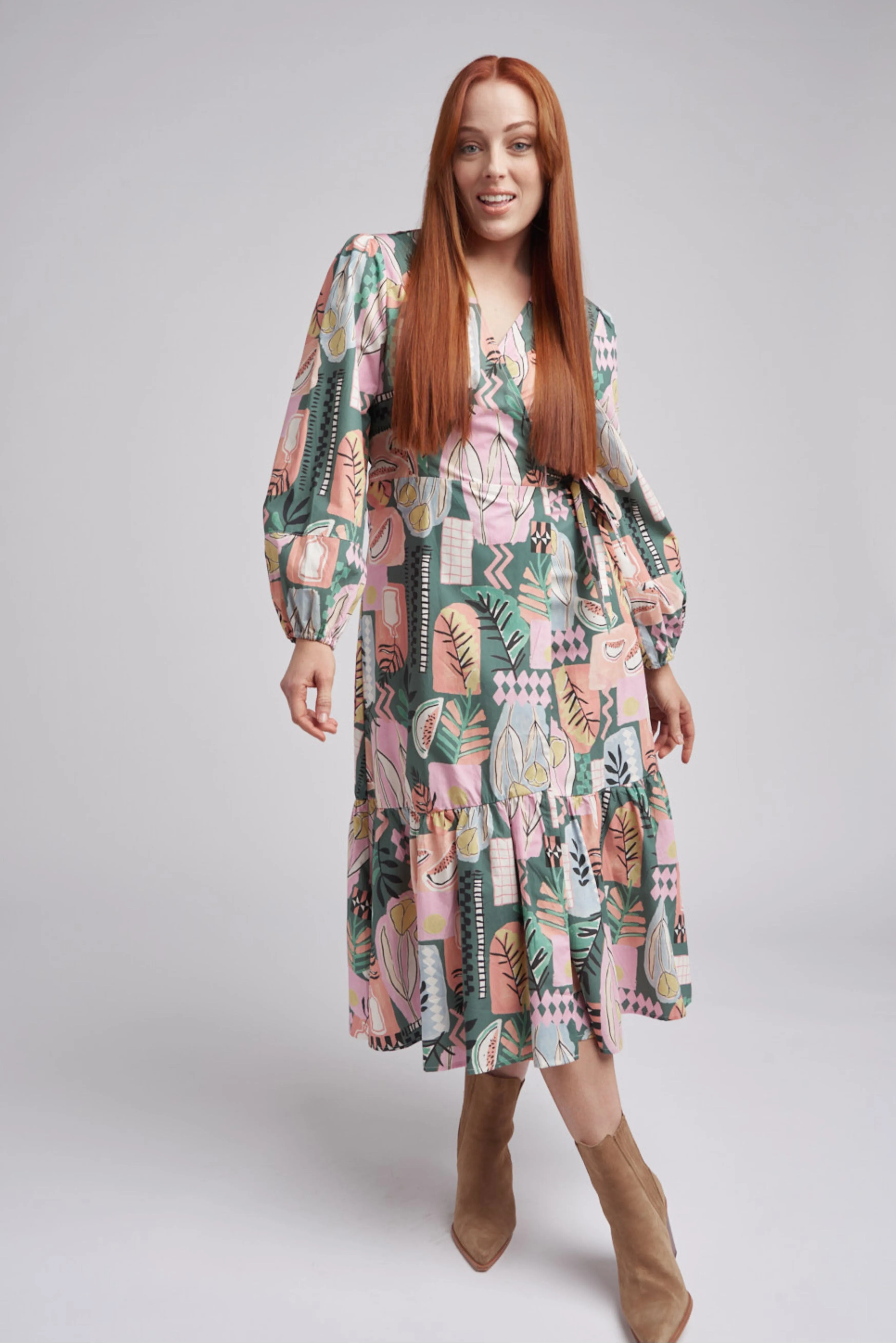 Poppy Print Cotton Wrap Dress