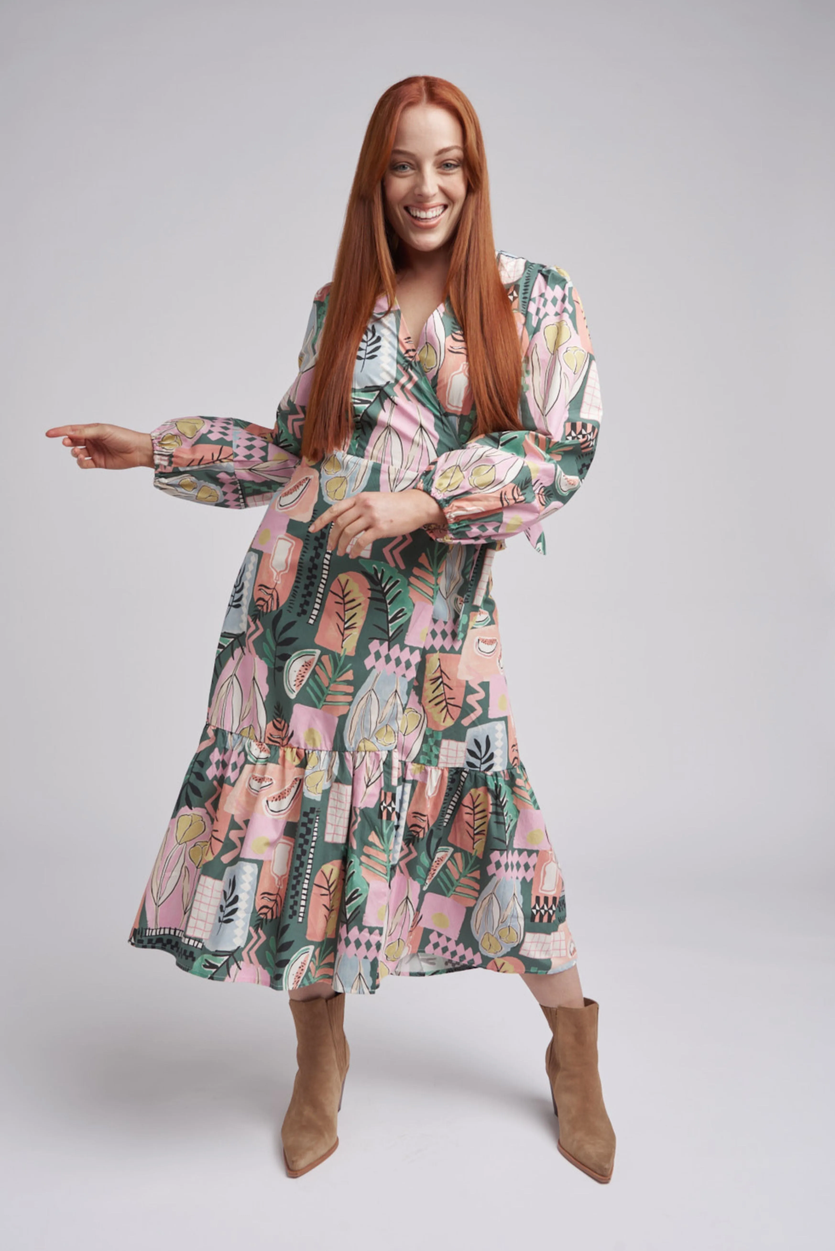 Poppy Print Cotton Wrap Dress