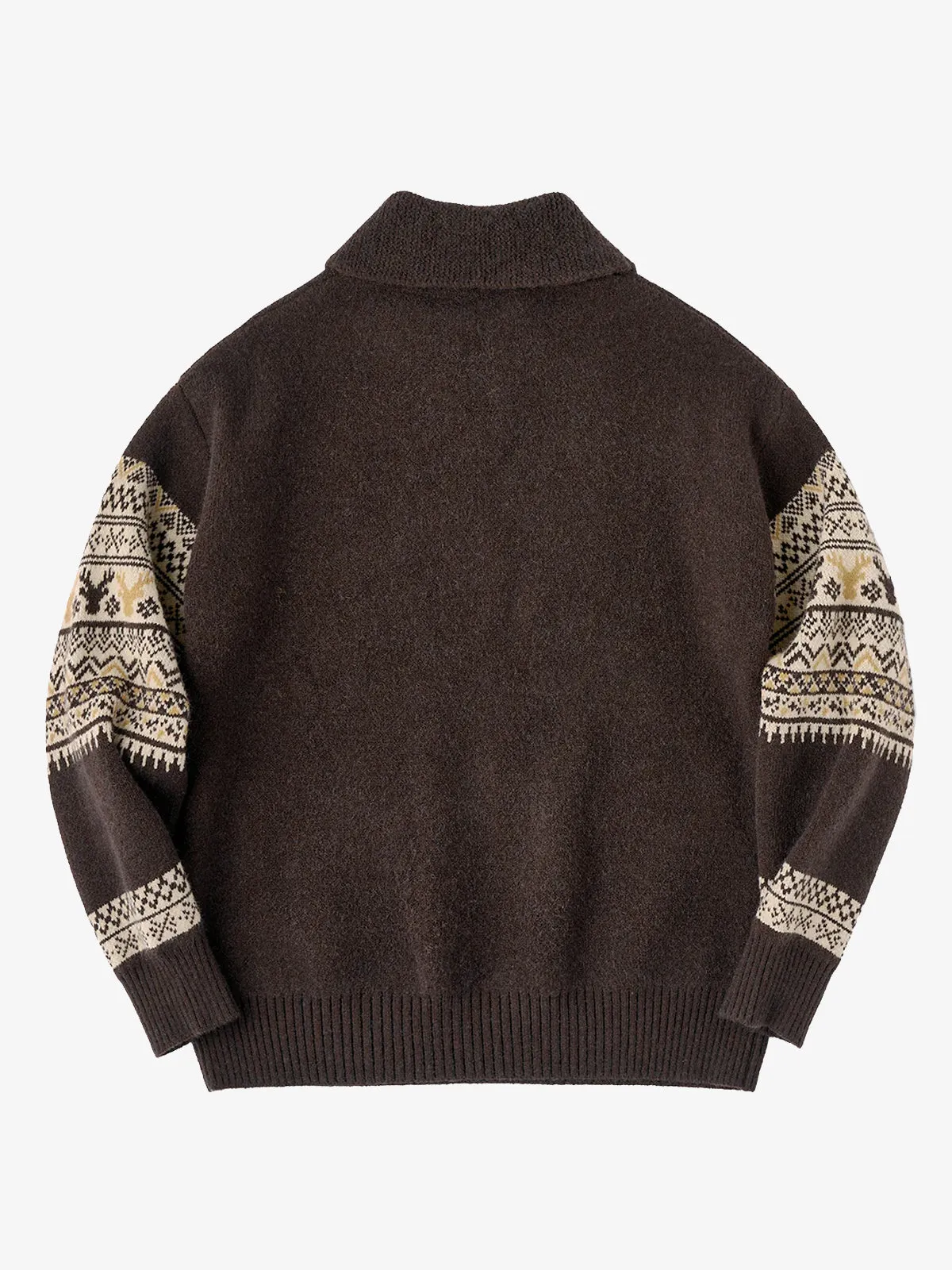 PRE-ORDER Fair Isle Pattern Jacquard Woven Half-Zip Sweater
