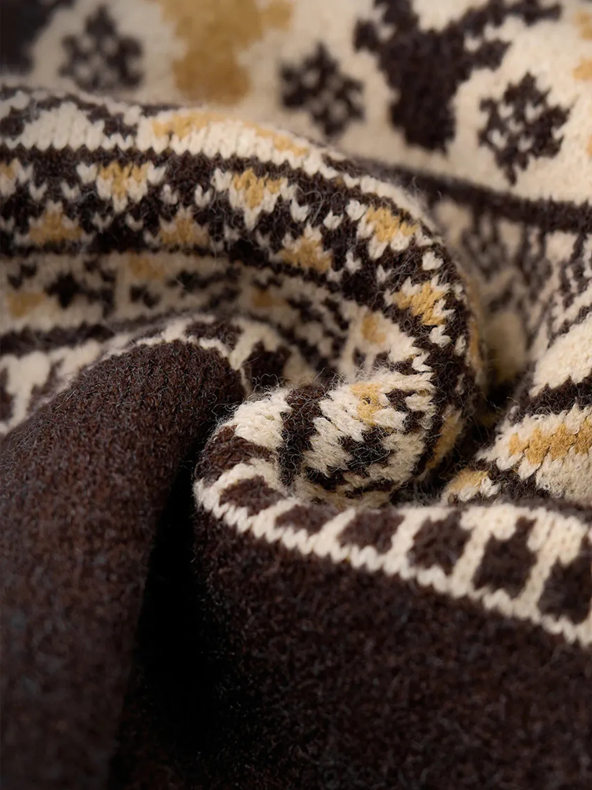 PRE-ORDER Fair Isle Pattern Jacquard Woven Half-Zip Sweater