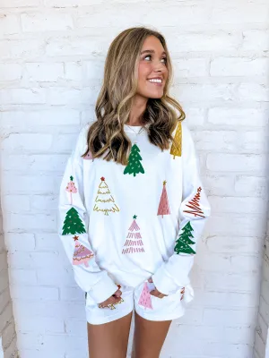Queen Of White Multi Christmas Tree Sweater