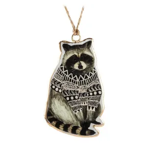 Raccoon in Sweater Metal Ornament
