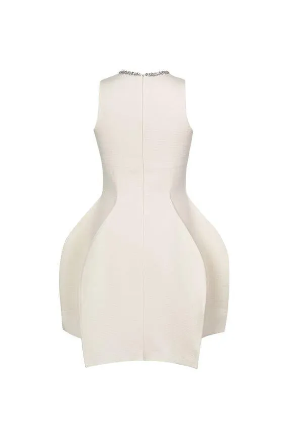 Red round neck coccon structured cocktail skater princess red dress- shirley