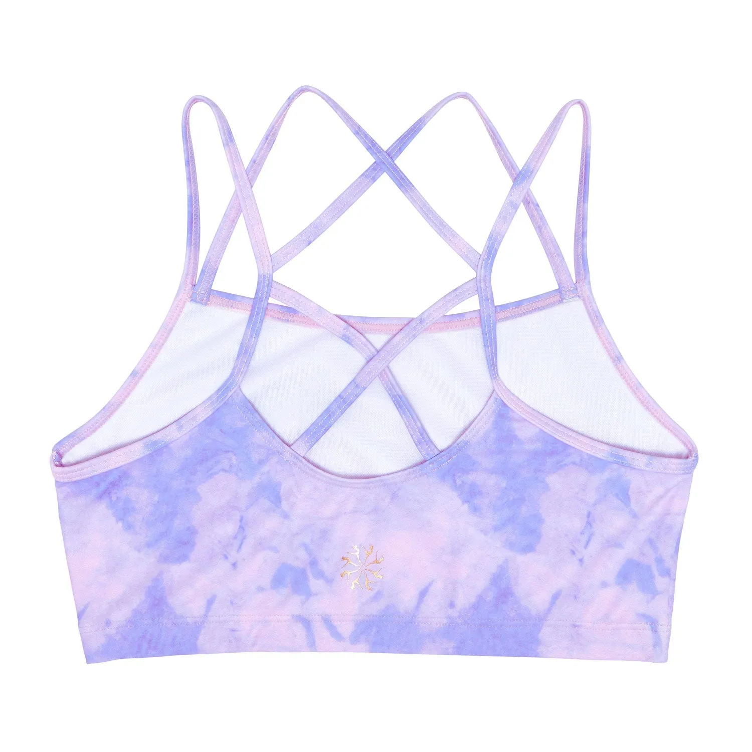 Remi: Criss-Cross Back Bra Crop Top in Pastel Mood Print