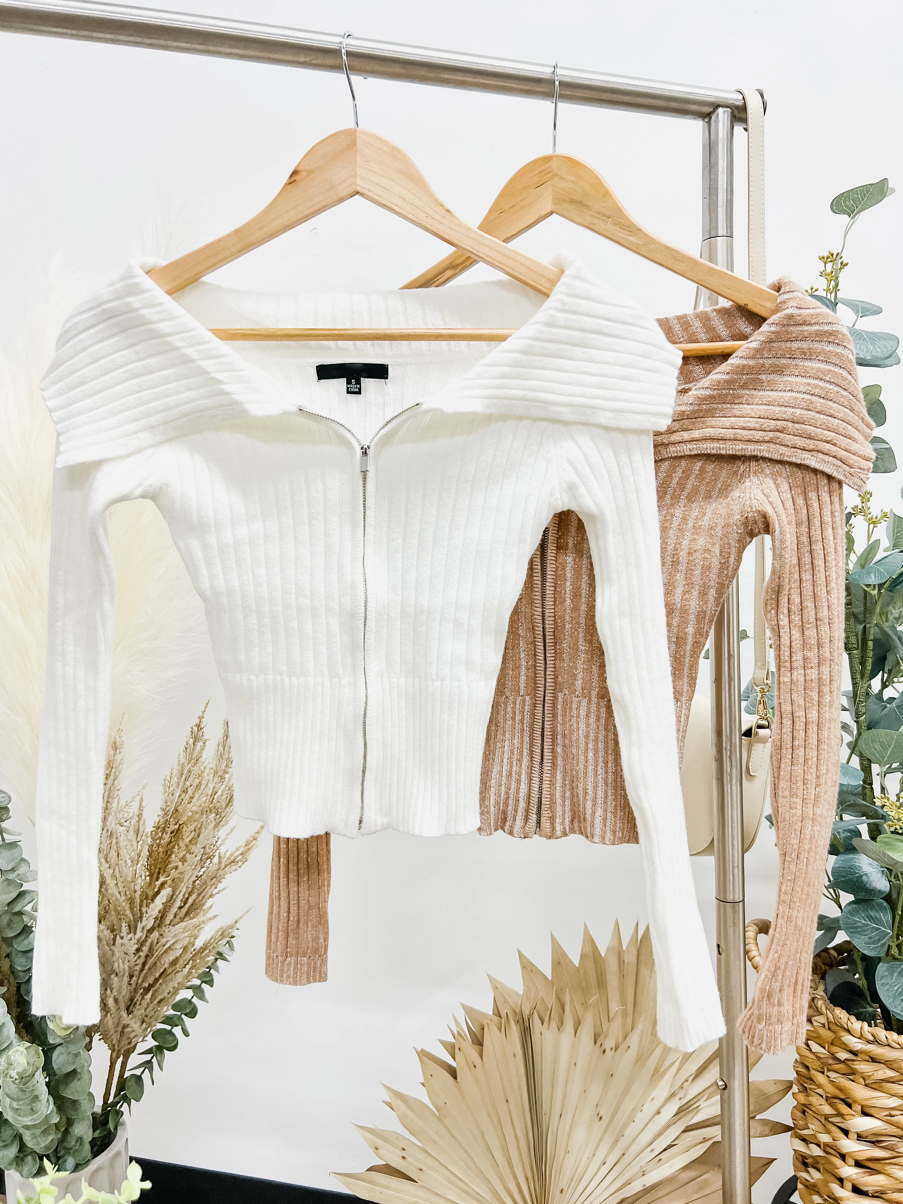 RESTOCK! Mikayla Off Shoulder Zip Sweater
