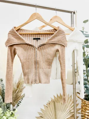 RESTOCK! Mikayla Off Shoulder Zip Sweater