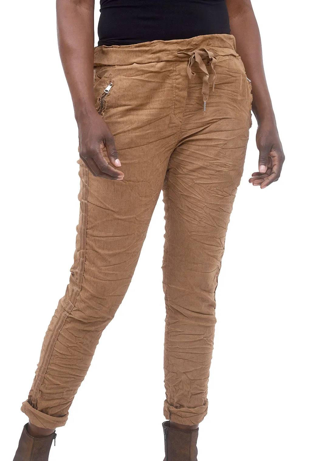 Ribbon-Side Corduroy Jogger, Caramel