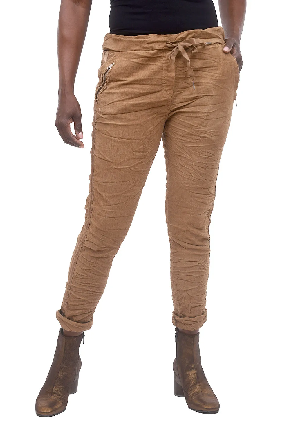 Ribbon-Side Corduroy Jogger, Caramel
