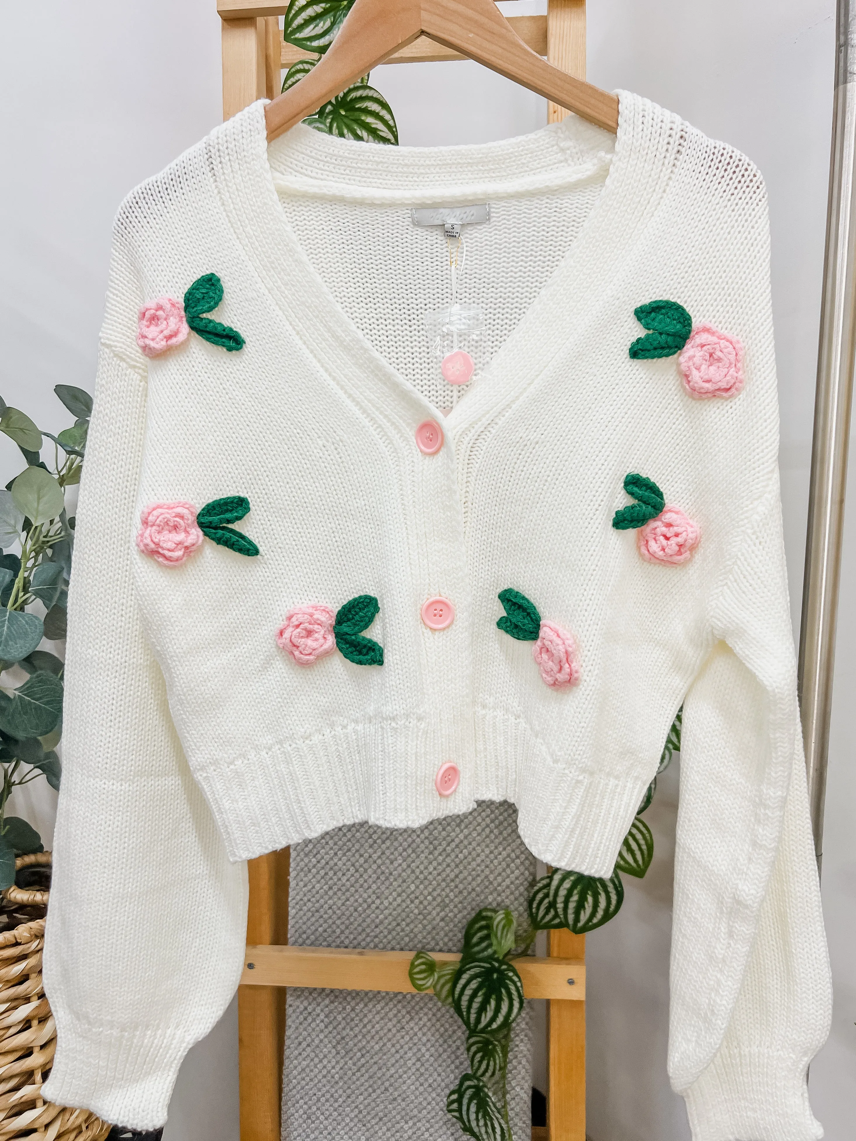 Rosalinda Dainty Flower Knit Cardigan
