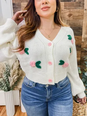 Rosalinda Dainty Flower Knit Cardigan