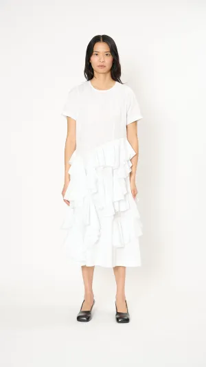 Ruffle Dress in White