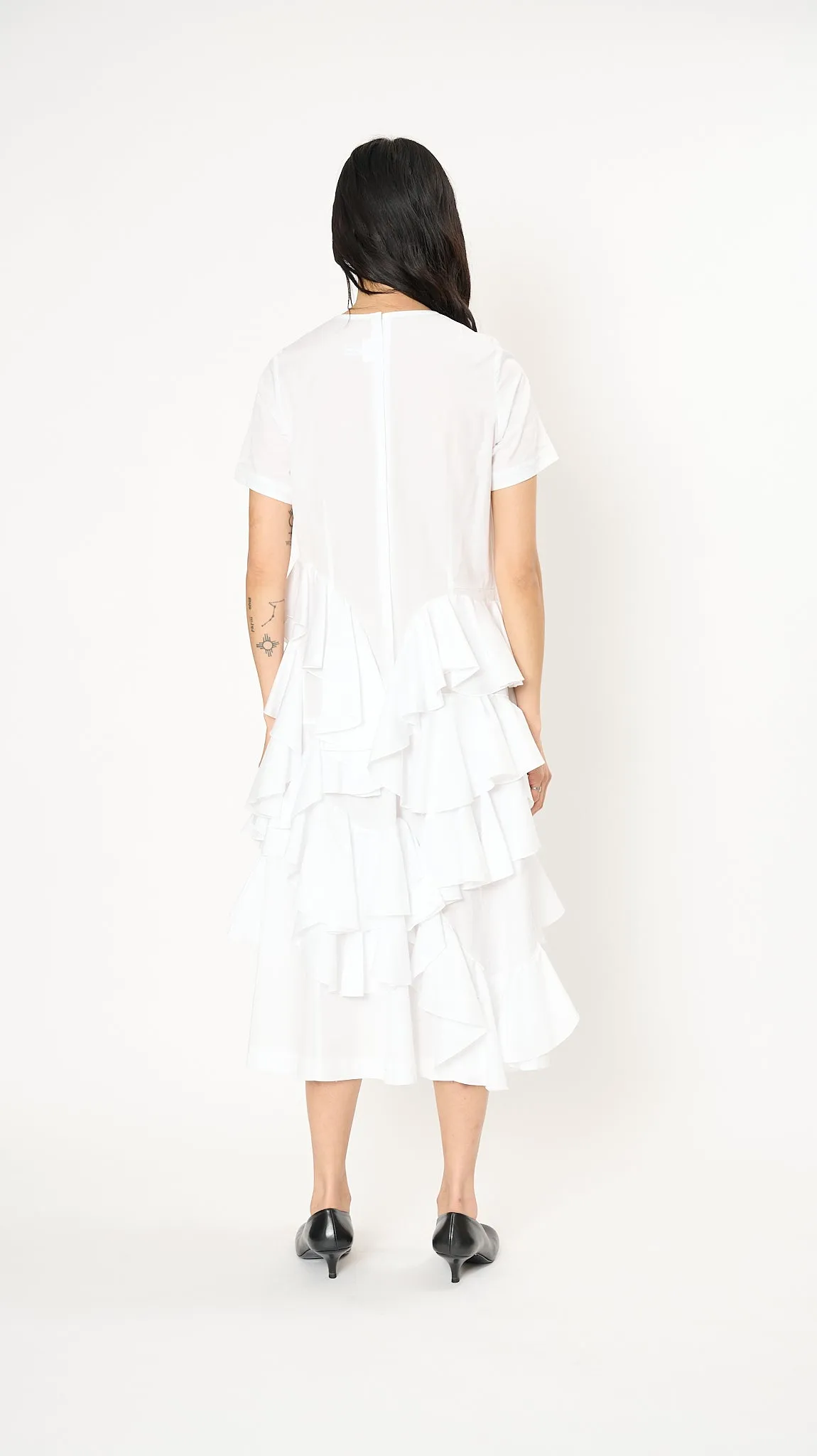 Ruffle Dress in White