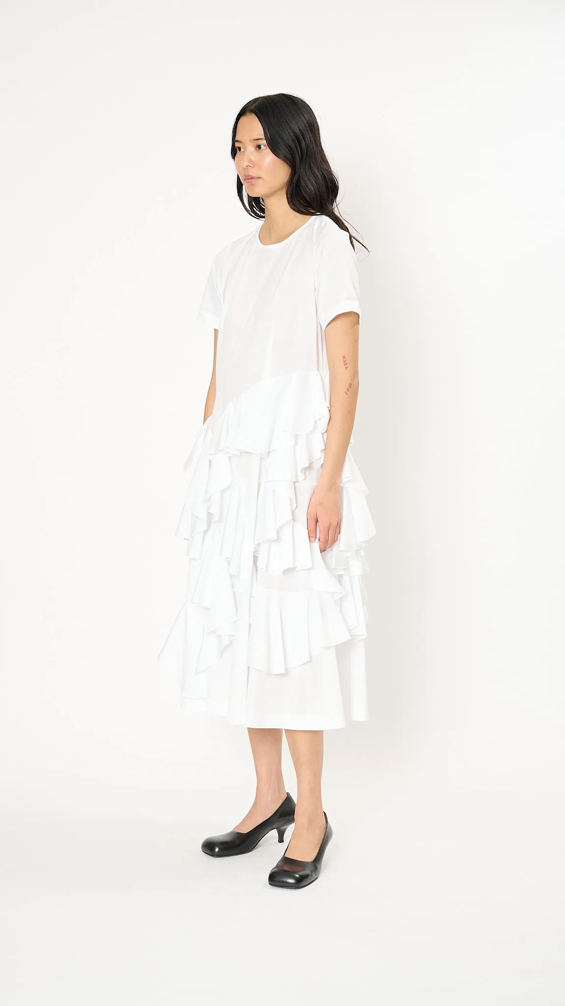 Ruffle Dress in White