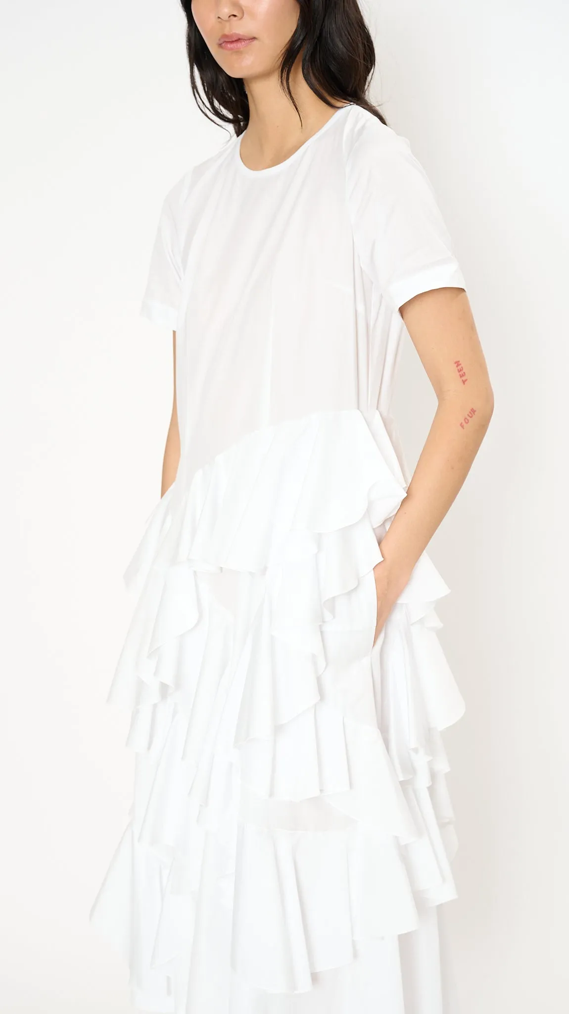 Ruffle Dress in White