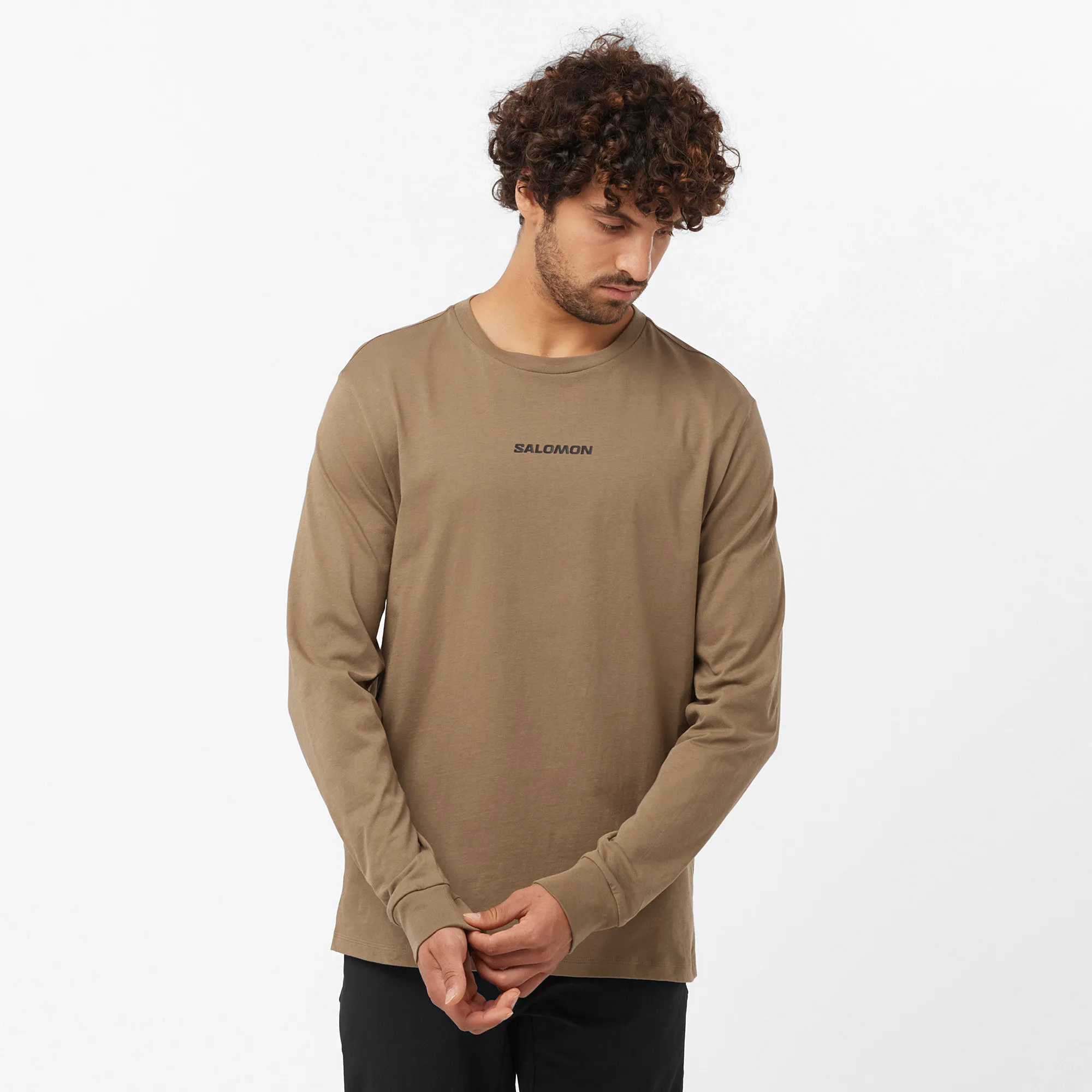Salomon Men&#x27;s Salomon Logo Performance Sweater Shitake | Buy Salomon Men&#x27;s Salomon Logo Performance Sweater Shitake here | Outnorth