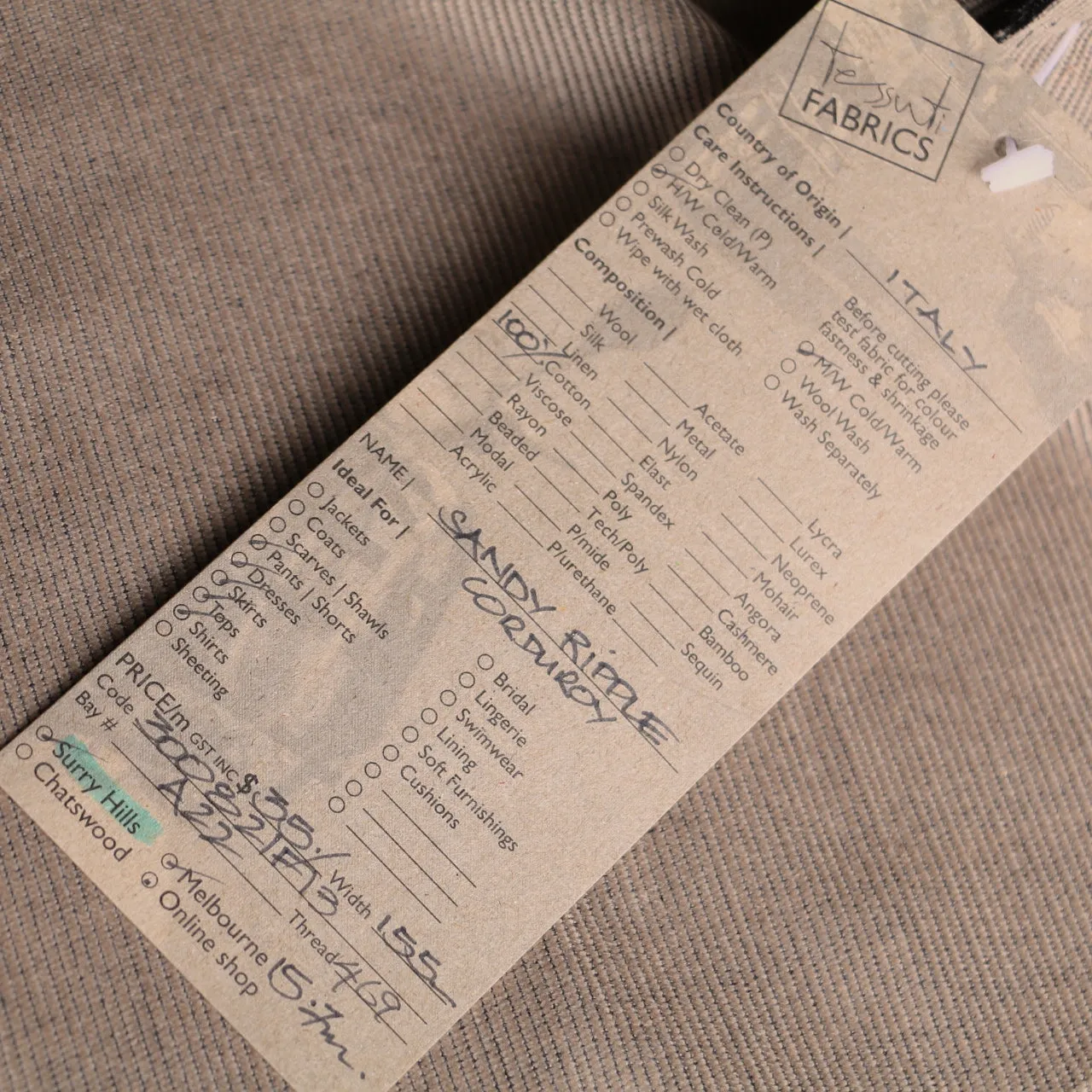 Sandy Ripple - Two Tone Corduroy