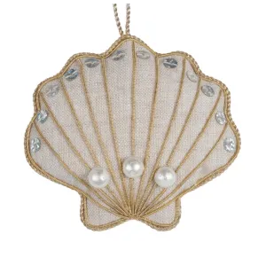 Seashell Linen Christmas Tree Decoration