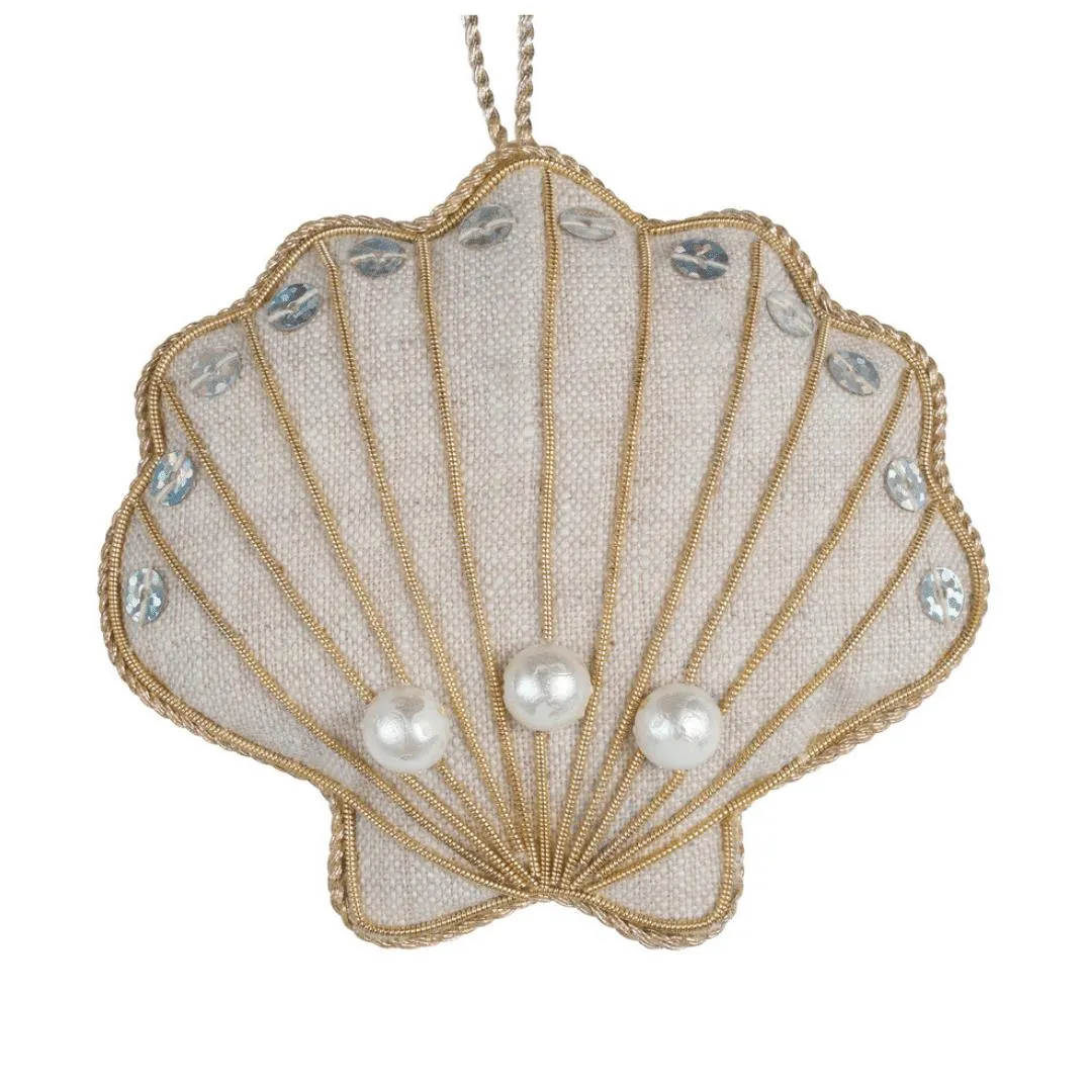 Seashell Linen Christmas Tree Decoration