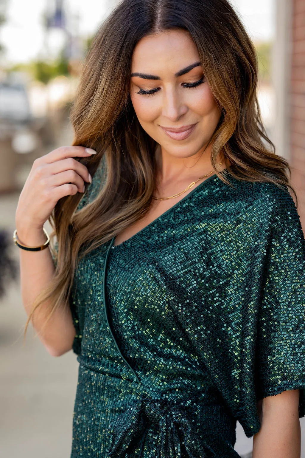 Sequin Wrap Dress