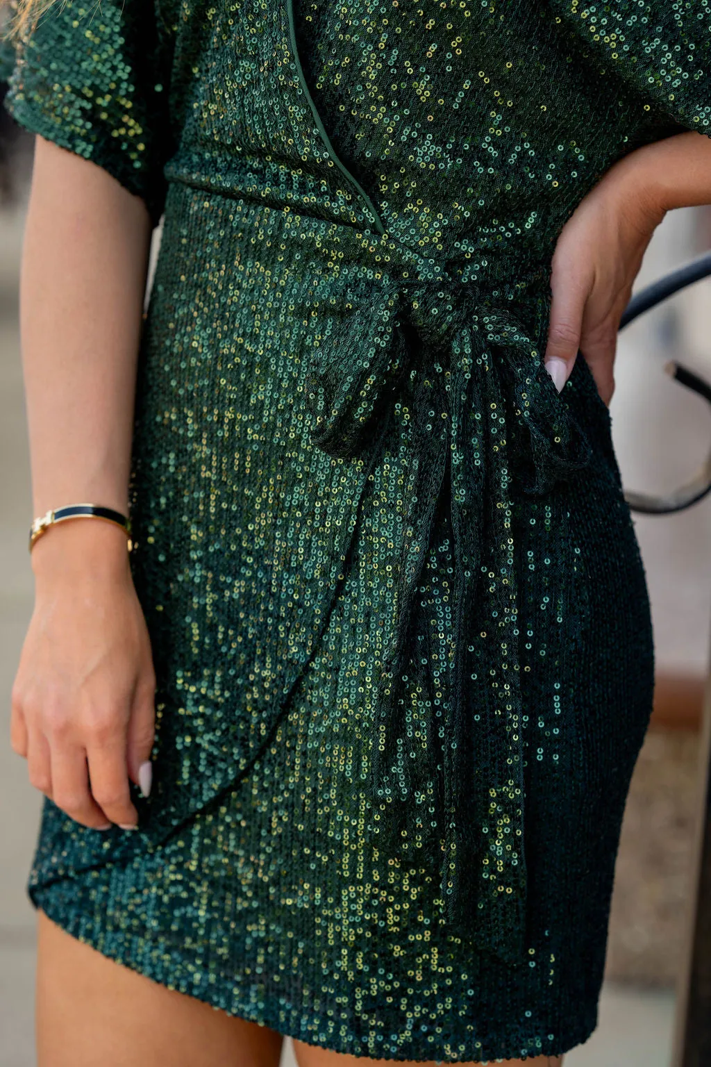 Sequin Wrap Dress