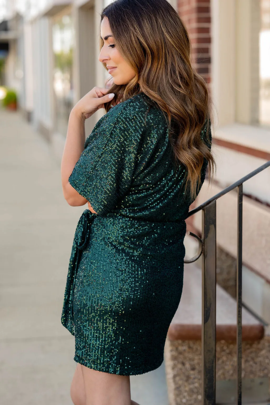 Sequin Wrap Dress