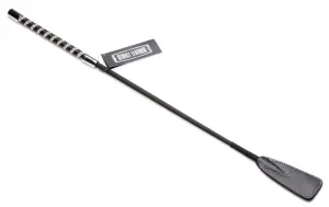 Short Leather Riding Crop with Rhinestone Handle