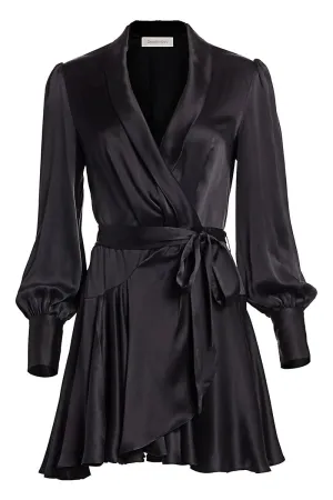 Silk Wrap Mini Dress