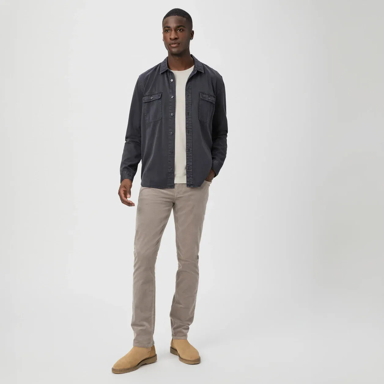 Silver Pearl Corduroy – Lennox Slim Fit Jeans - PAIGE