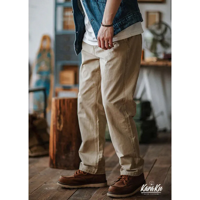 Solid Color Cotton Chino Pants