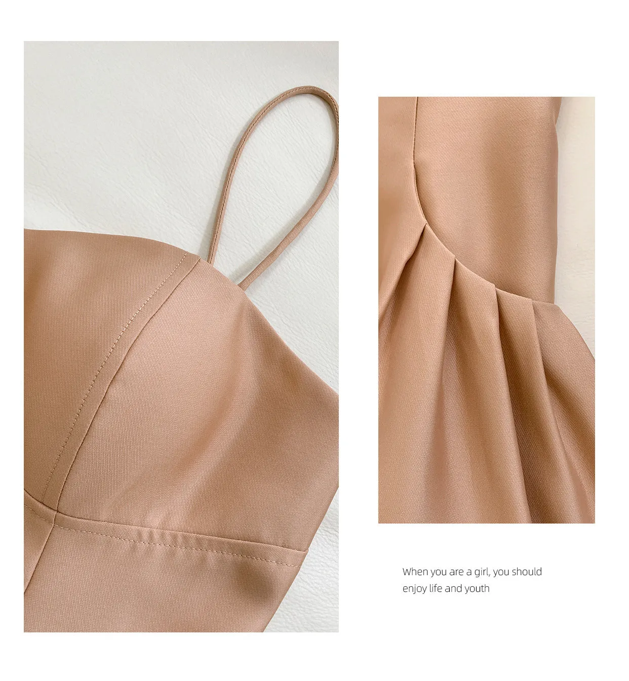 Spaghetti strap  pleated  skirt ocktail midi dress -Luisa