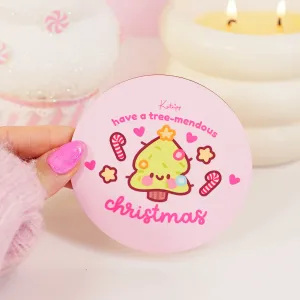 Sprinkle Spruce Christmas Tree Coaster | Kawaii Holiday Drinkware & Desk Decor | Festive Gift Idea