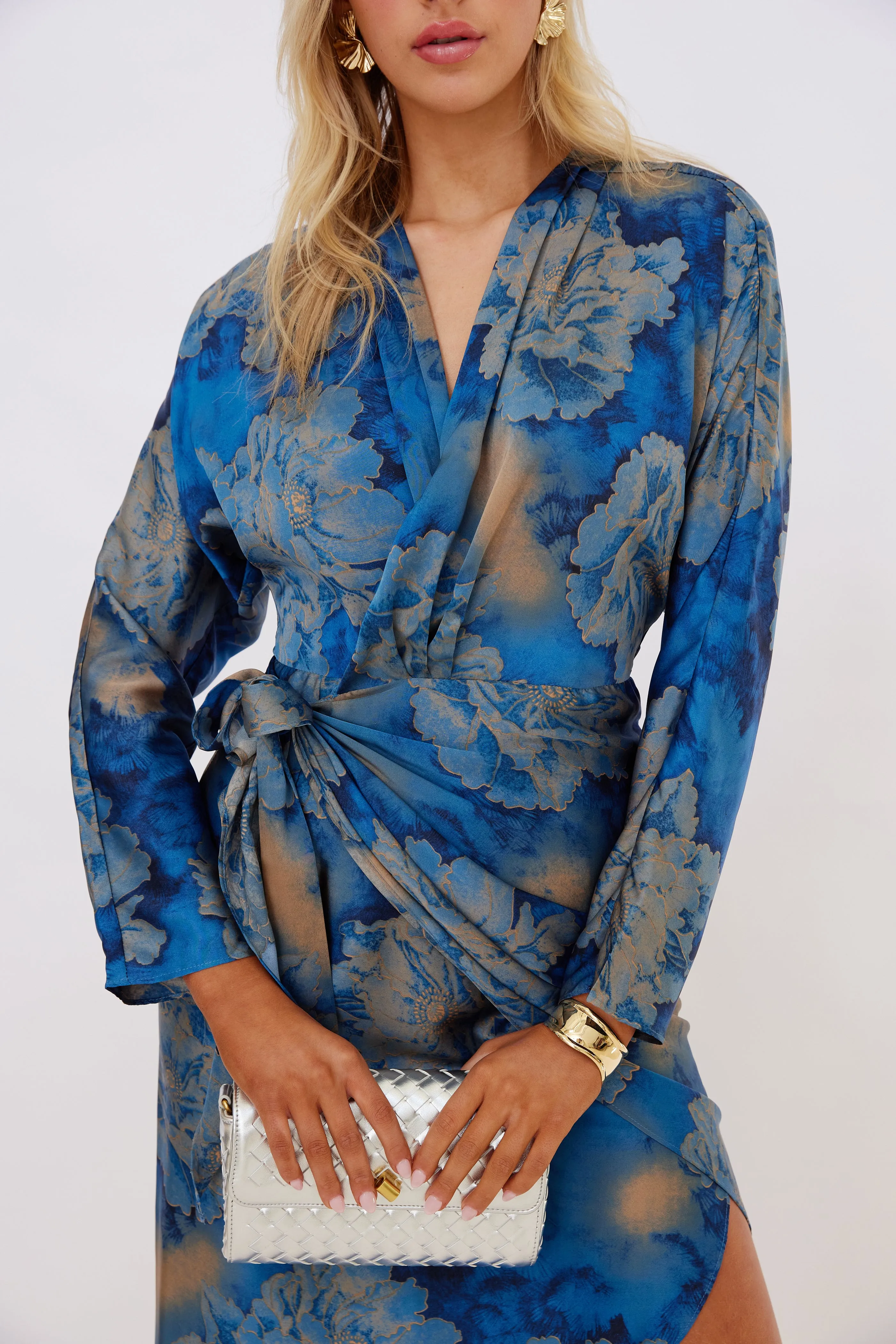 Stacey Printed Long Sleeve Midi Dress