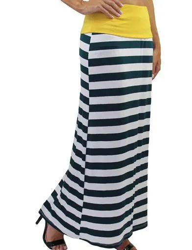 Striped Maxi Skirt / Dress - Green And White