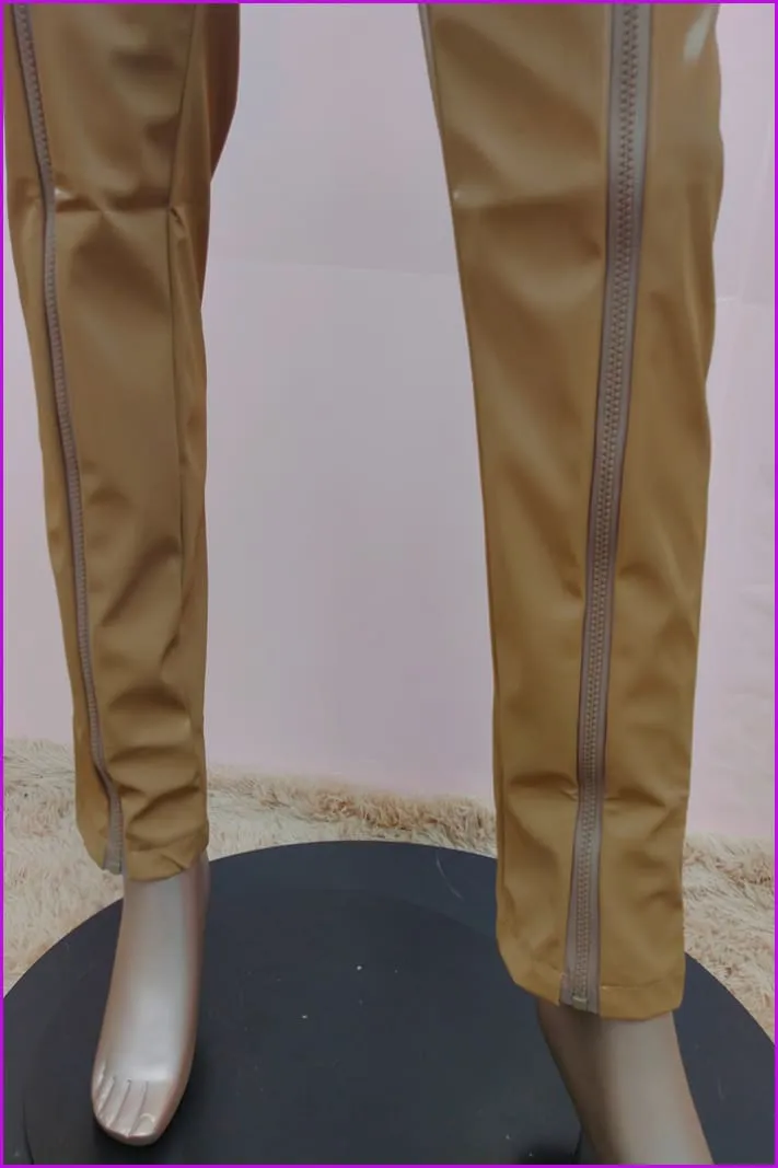 Stylish Zipper Up Skinny Leather Pants F1931