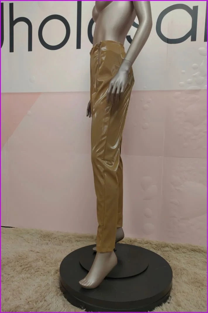 Stylish Zipper Up Skinny Leather Pants F1931