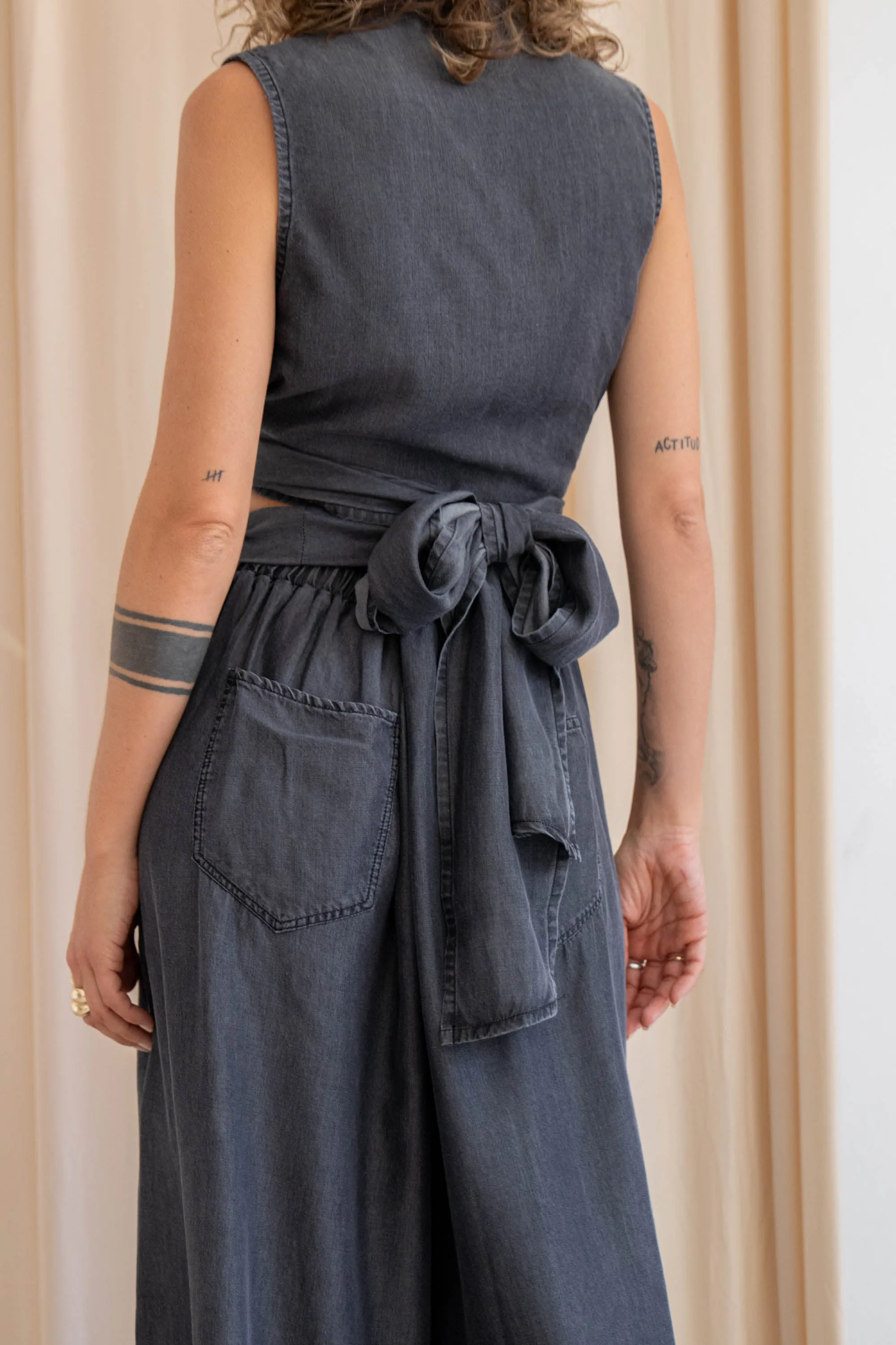 tencel denim culottes - washed black