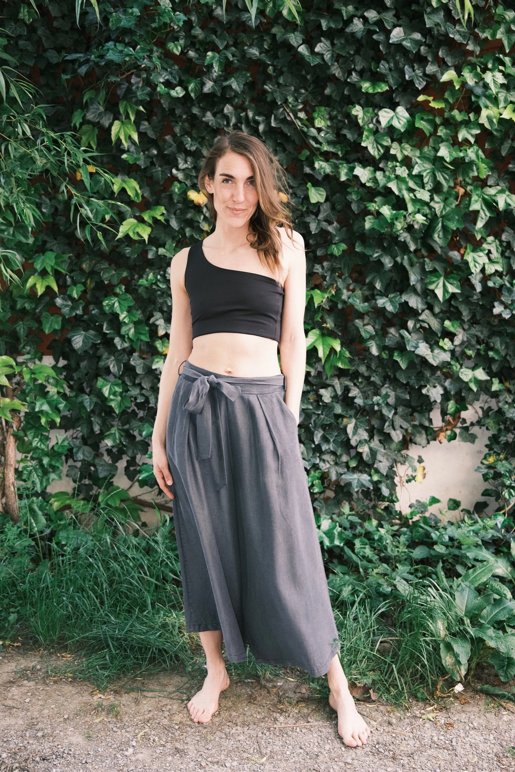 tencel denim culottes - washed black