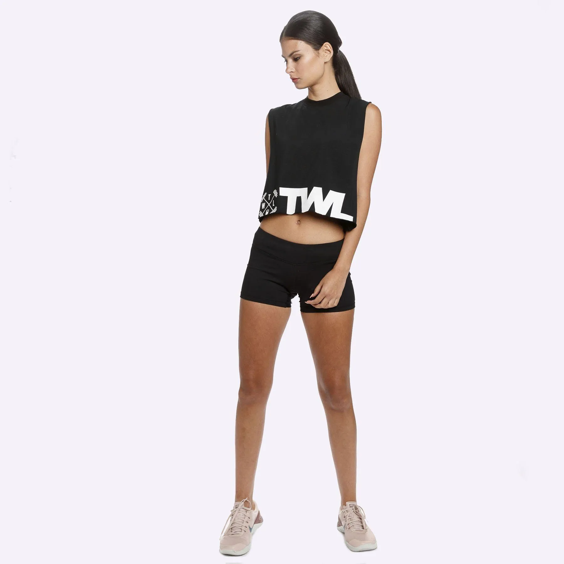 The WOD Life - Women's Classics Slash Crop Tank - Black