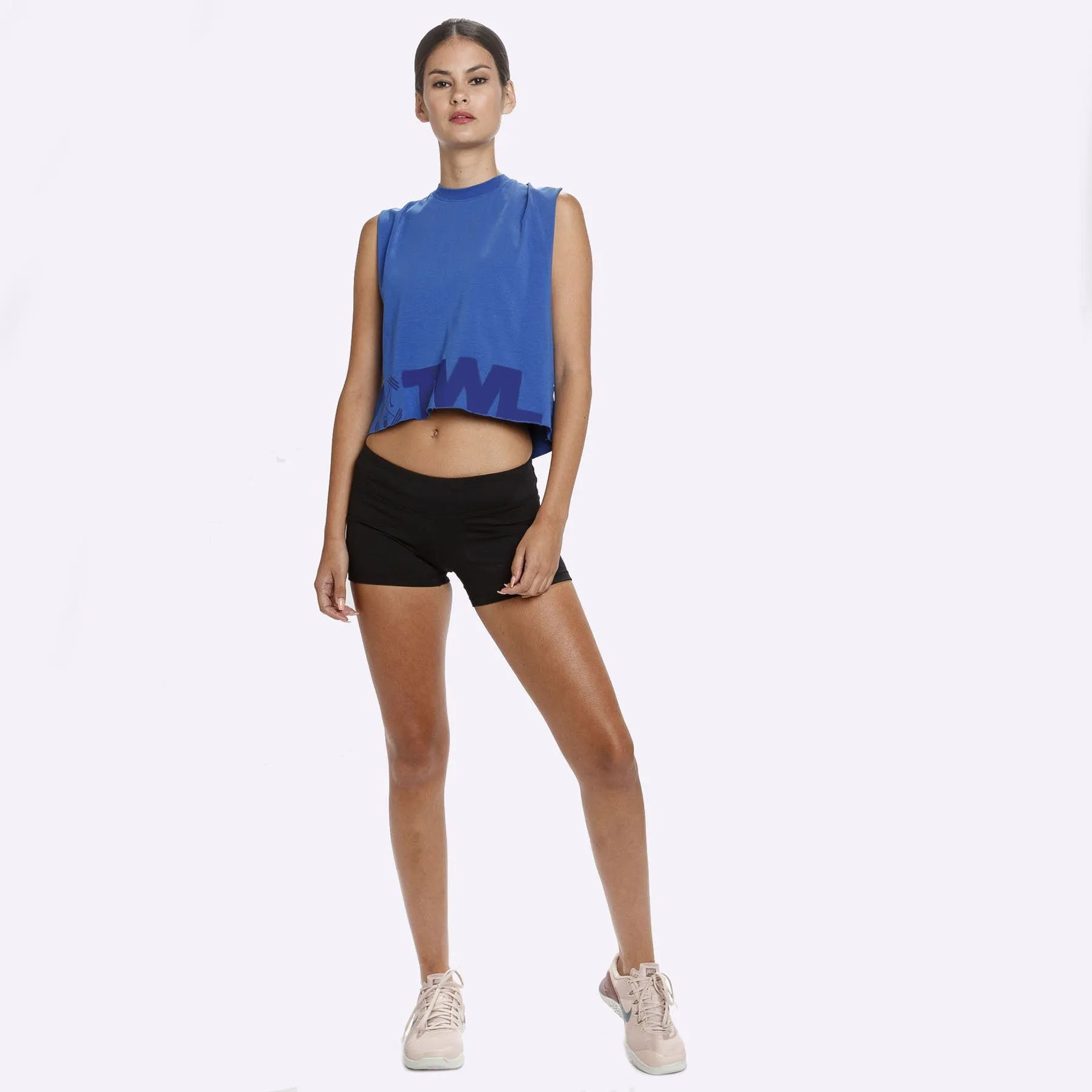 The WOD Life - Women's Classics Slash Crop Tank - Surf Blue
